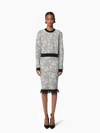 Nina Ricci Lace-pattern Midi Skirt In Gray