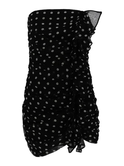 Nina Ricci Knee Length Strapless Dress With Ruffled Detailing In Multicolour