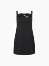 Nina Ricci Square Neckline Cutout Bow Wool Mini Dress In Black