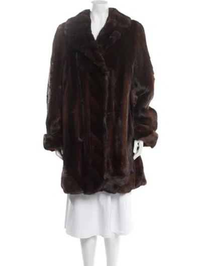 Pre-owned Nina Ricci Mink Fur Coat In Brown