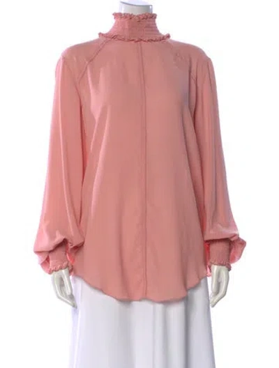 Pre-owned Nina Ricci Mock Neck Long Sleeve Blouse In Pink