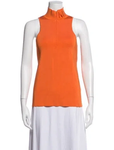 Pre-owned Nina Ricci Mock Neck Sleeveless Top In Orange