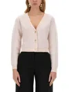 Nina Ricci Regular Fit Mohair Blend Cardigan In Beige