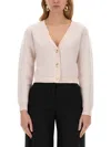 Nina Ricci Regular Fit Mohair Blend Cardigan In Beige