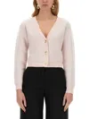 Nina Ricci Regular Fit Mohair Blend Cardigan In Beige