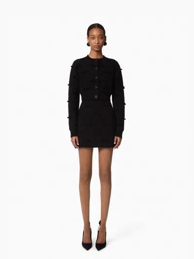 Nina Ricci Mohair Knit Cardigan In Black