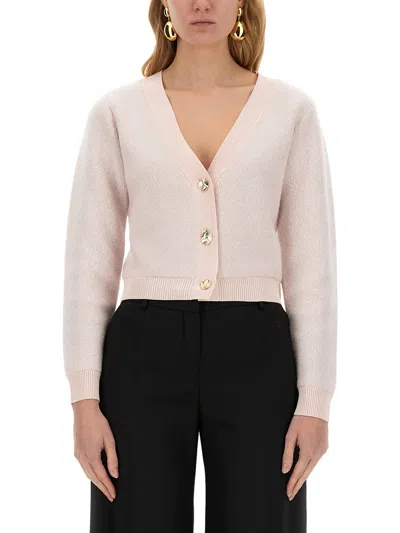 Nina Ricci Mohair V-neck Cardigan In Beige