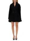 Nina Ricci Cinched Waist Coat In Wool
