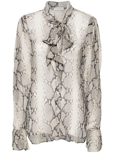 Nina Ricci Scarf-detail Silk Blouse In Neutrals