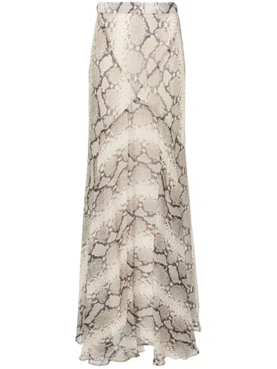 Nina Ricci Snakeskin-print Mermaid Maxi Skirt In Neutrals