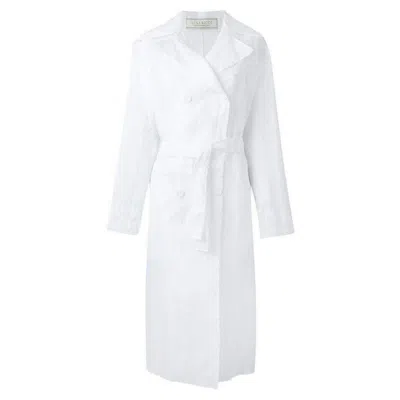Pre-owned Nina Ricci New  Cotton Organza Mesh Double Breasted Overcoat Fr 42 In Gray