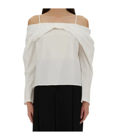 Nina Ricci Strap Detail Off-shoulder Shirt In White