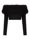 Nina Ricci Off-shoulder Fringe Top In Black