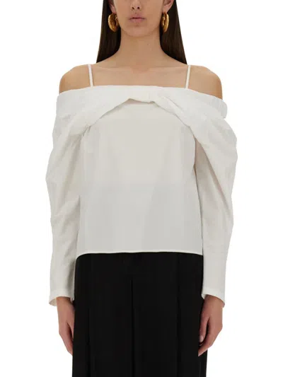 Nina Ricci Strap Detail Off-shoulder Shirt In White