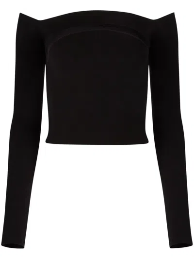 NINA RICCI OFF-SHOULDER WOOL-BLEND TOP