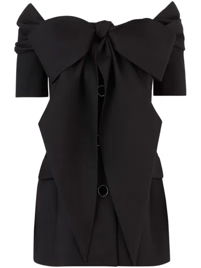 Nina Ricci Off-shoulder Wool Gabardine Jacket In Black