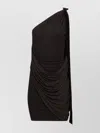 Nina Ricci One Shoulder Draped Bow Dress In Black