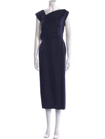 Pre-owned Nina Ricci One-shoulder Long Dress In Blue