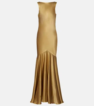 Nina Ricci Mermaid Open Back Maxi Dress In Neutral