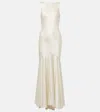 Nina Ricci Open-back Draped Satin Gown In Weiss