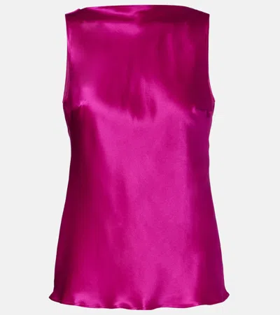 Nina Ricci Open-back Silk-blend Satin Top In Pink