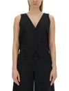 Nina Ricci Womens Black V-neck Open-back Woven Vest In Black