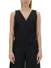 Nina Ricci Womens Black V-neck Open-back Woven Vest In Black