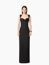 Nina Ricci Satin-panelled Open-back Maxi Dress In Black