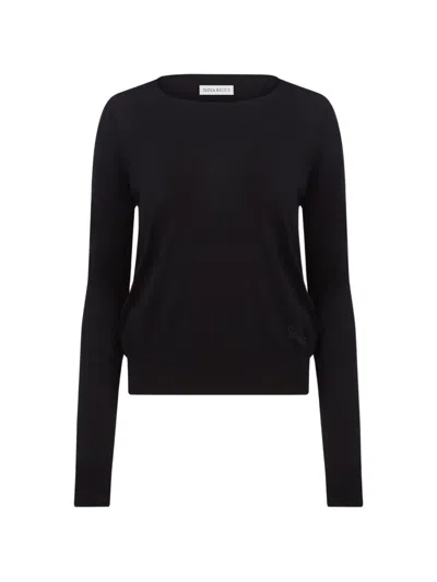 Nina Ricci Open-back Bow-detail Sweater In Black