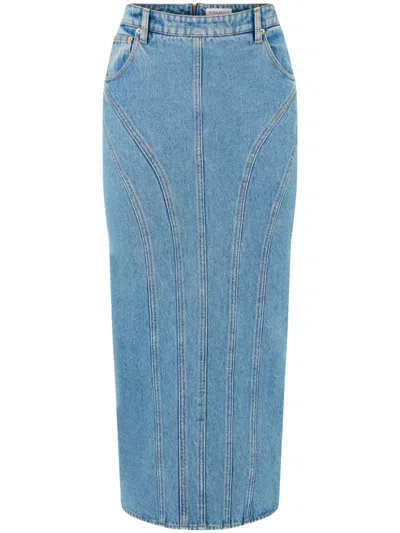 Nina Ricci Panelled Denim Skirt In Blue