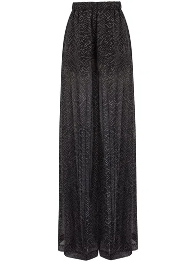 Nina Ricci Polka-dot Muslin Palazzo Trousers In Black