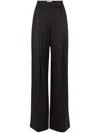 Nina Ricci High Waist Pleated Wide-leg Trousers In U Noir