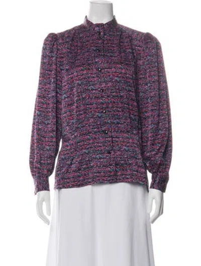 Pre-owned Nina Ricci Patterned Long Sleeve Blouse In Multi