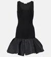 Nina Ricci Taffeta Peplum Knit Dress In Black