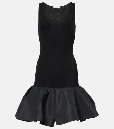 NINA RICCI PEPLUM COTTON-BLEND MIDI DRESS