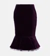 Nina Ricci Knee Length Velvet Skirt With Ruffled Hem In Purple