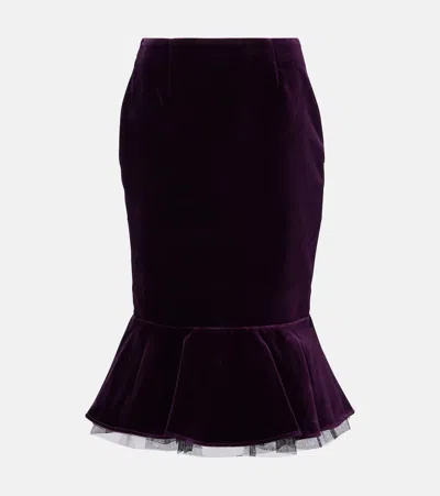NINA RICCI PEPLUM COTTON VELVET MIDI SKIRT