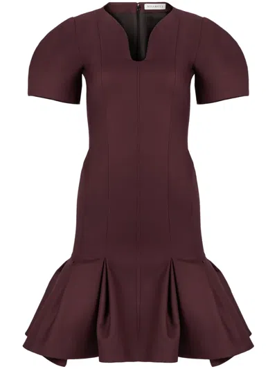 Nina Ricci Peplum-hem Wool Dress In Braun