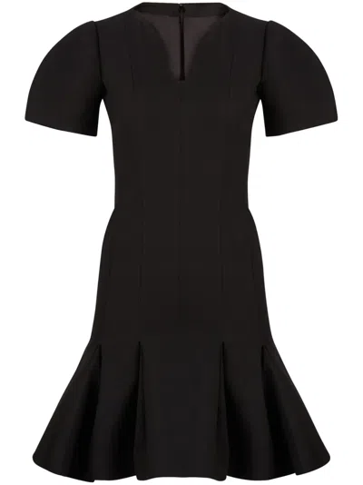 Nina Ricci Peplum-hem Wool Dress In Multi
