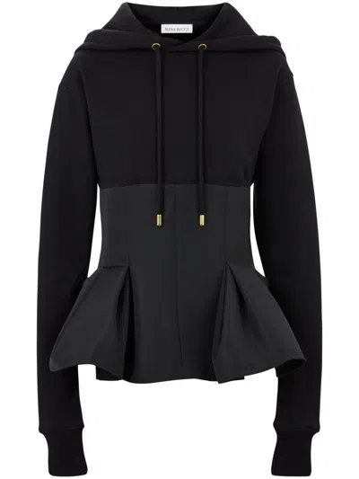 Nina Ricci Peplum Hoodie In Schwarz