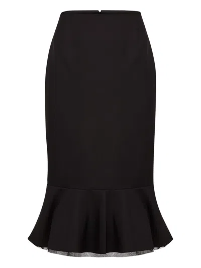 Nina Ricci Peplum Wool Skirt In Black