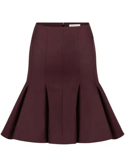 Nina Ricci Peplum Wool Skirt In Rot