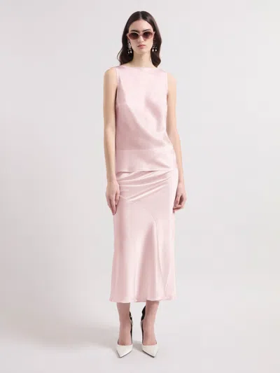 Nina Ricci Asymmetrical Draped Midi Dress In Pink