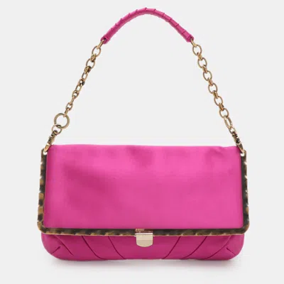 Pre-owned Nina Ricci Pink Satin Baguette Frame Bag