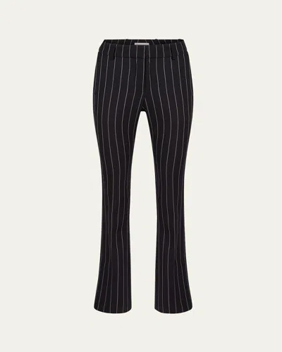 Nina Ricci Pinstripe Straight Ankle Wool Pants In M4181 Navy Blanc
