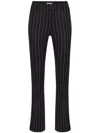 Nina Ricci Pinstripe Straight Ankle Wool Pants In Black