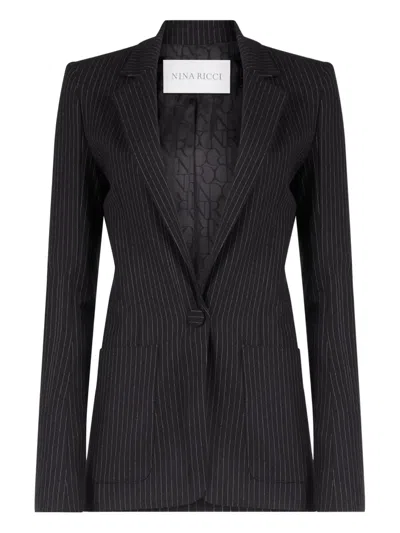 Nina Ricci Pinstriped-pattern Wool Blazer In Black