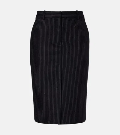 Nina Ricci Pinstriped Wool-blend Pencil Skirt In Black