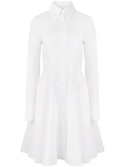 Nina Ricci Pintuck-detailing Poplin Shirt Dress In White