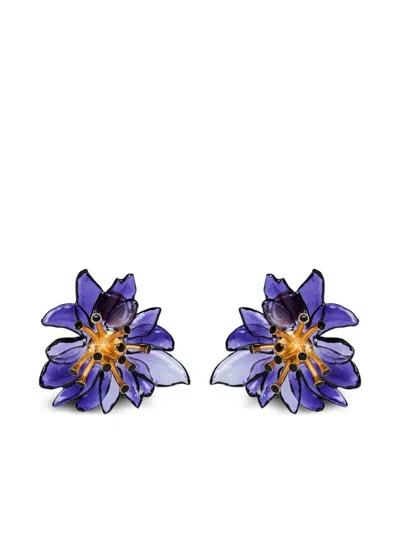 Nina Ricci Pistil Bloom Flower Earrings In Purple